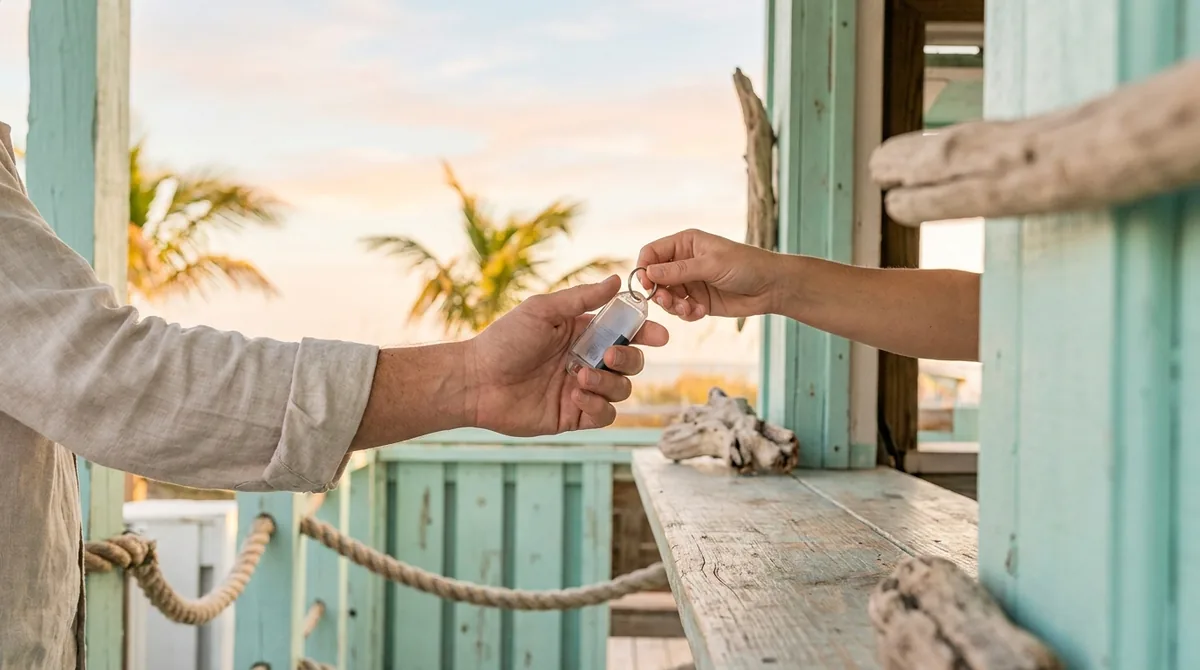 Golf cart key handed over at the rental counter